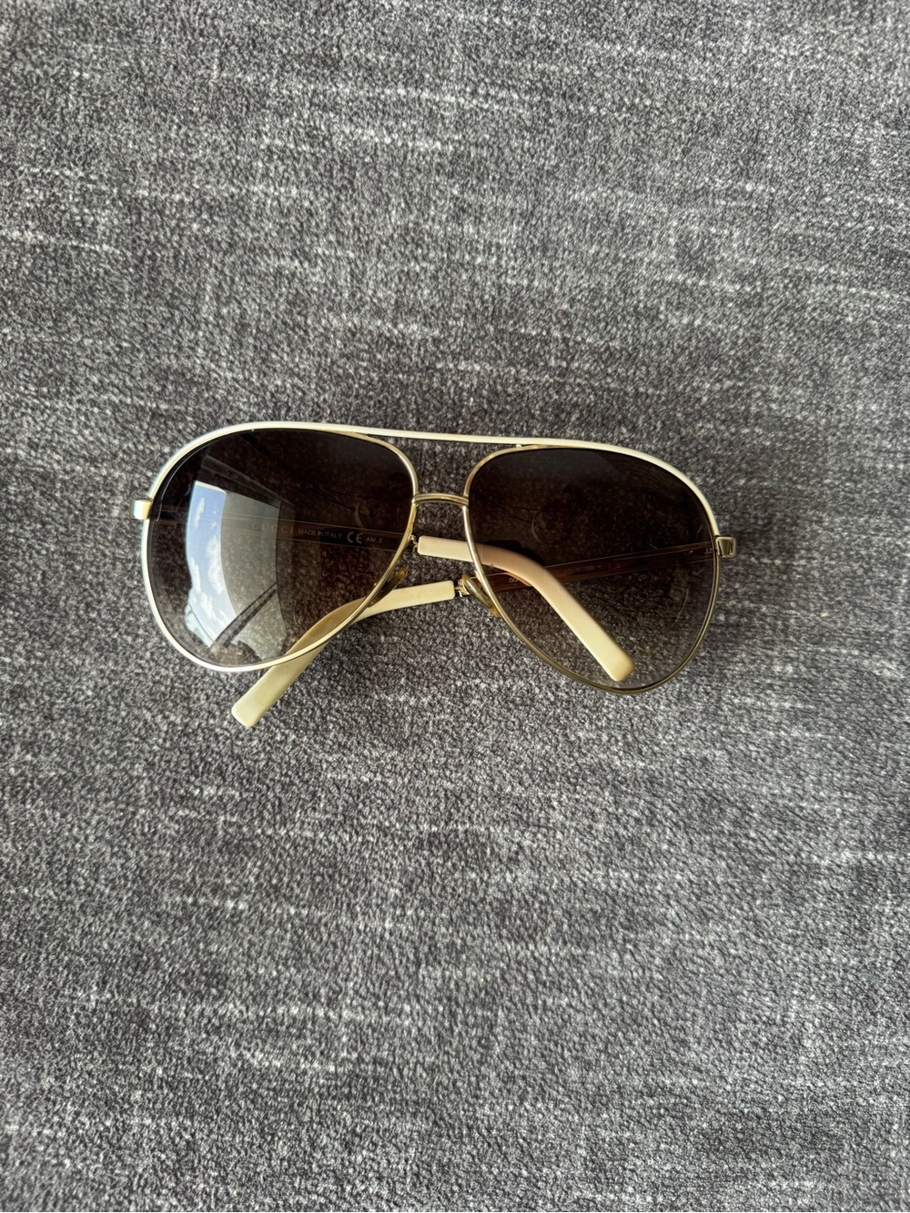 Gucci gold /creamSunglasses with Brown Gradient Lenses